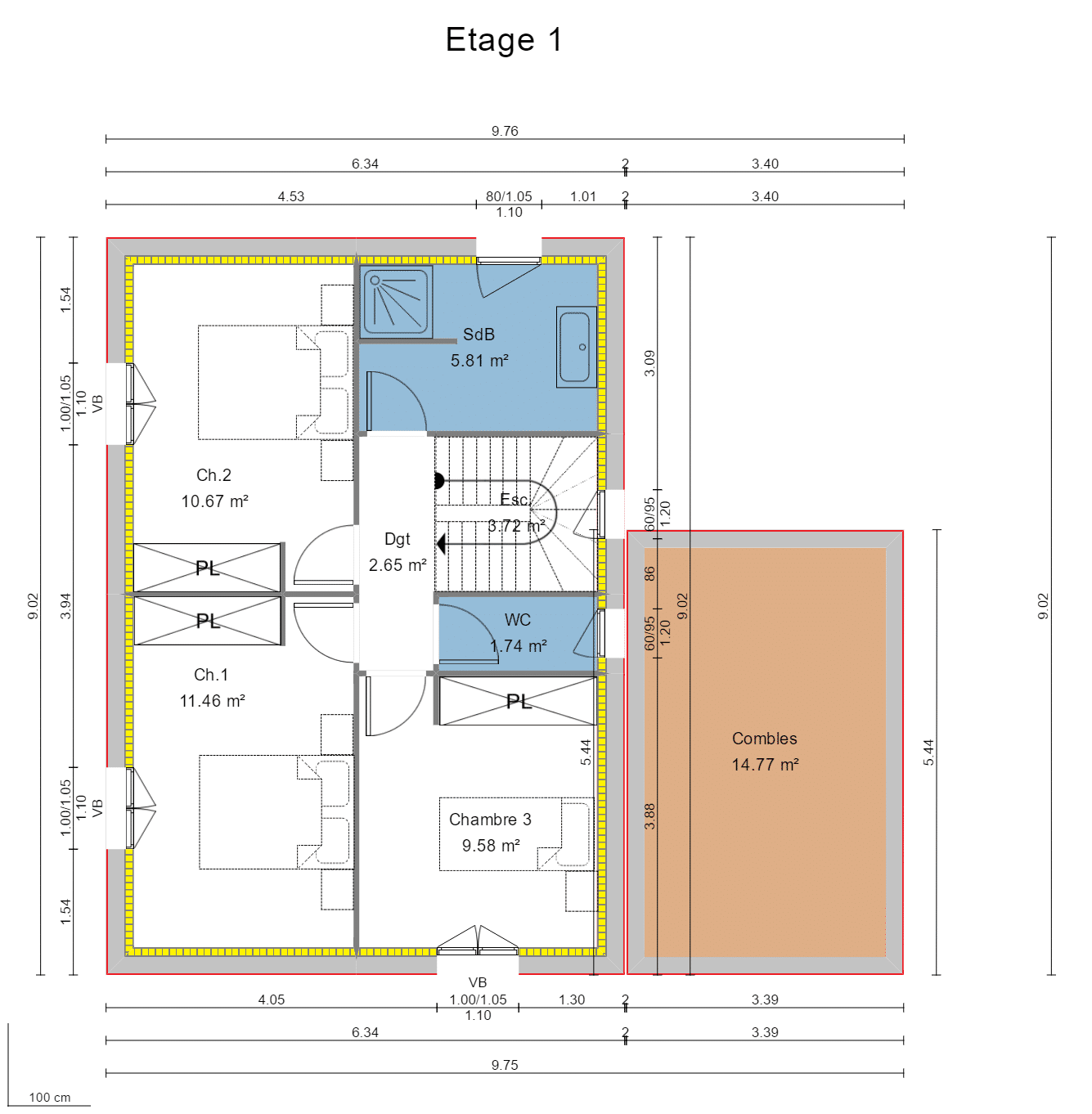 plan de maison 8*12