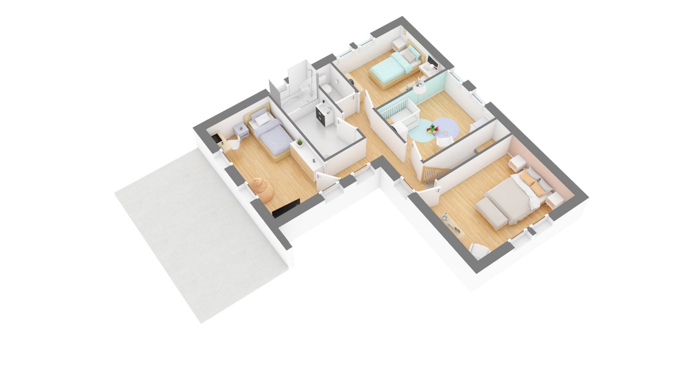 Maison et jardin plan Maison moderne contemporaine _SeRENA-g1-axo_etage